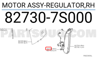 Nissan 827307S000 MOTOR ASSY-REGULATOR,RH