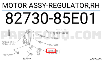 Nissan 8273085E01 MOTOR ASSY-REGULATOR,RH