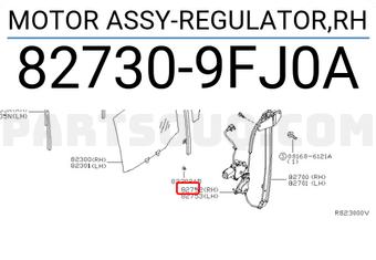 Nissan 827309FJ0A MOTOR ASSY-REGULATOR,RH