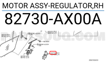 Nissan 82730AX00A MOTOR ASSY-REGULATOR,RH