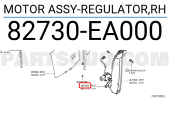 Nissan 82730EA000 MOTOR ASSY-REGULATOR,RH