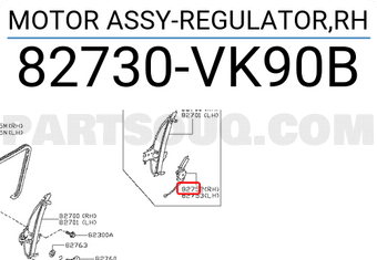 Nissan 82730VK90B MOTOR ASSY-REGULATOR,RH