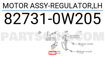 Nissan 827310W205 MOTOR ASSY-REGULATOR,LH