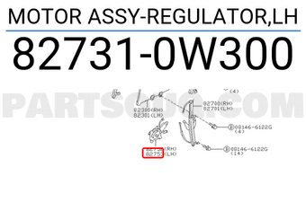 Nissan 827310W300 MOTOR ASSY-REGULATOR,LH