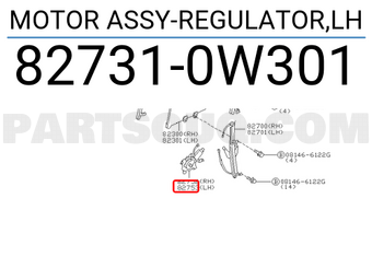 Nissan 827310W301 MOTOR ASSY-REGULATOR,LH