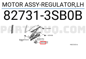 Nissan 827313SB0B MOTOR ASSY-REGULATOR,LH