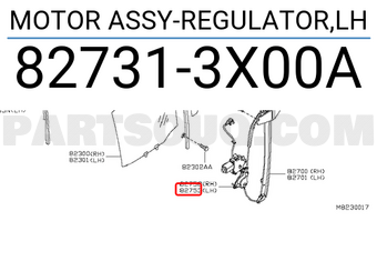 Nissan 827313X00A MOTOR ASSY-REGULATOR,LH