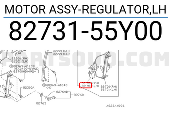 Nissan 8273155Y00 MOTOR ASSY-REGULATOR,LH