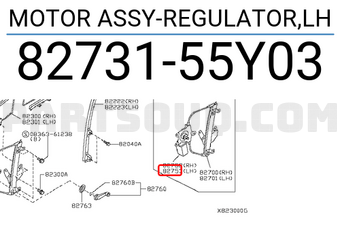 Nissan 8273155Y03 MOTOR ASSY-REGULATOR,LH