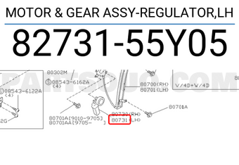 Nissan 8273155Y05 MOTOR & GEAR ASSY-REGULATOR,LH