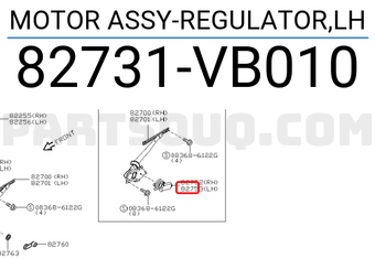 Nissan 82731VB010 MOTOR ASSY-REGULATOR,LH