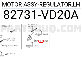 Nissan 82731VD20A MOTOR ASSY-REGULATOR,LH