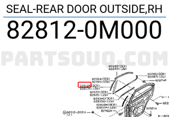 Nissan 828120M000 SEAL-REAR DOOR OUTSIDE,RH