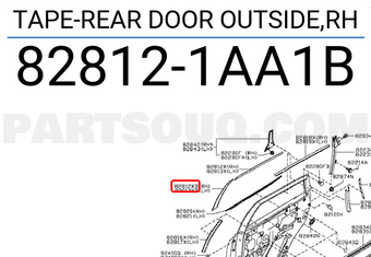Nissan 828121AA1B TAPE-REAR DOOR OUTSIDE,RH