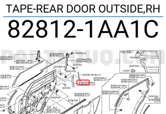 Nissan 828121AA1C TAPE-REAR DOOR OUTSIDE,RH