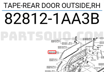 Nissan 828121AA3B TAPE-REAR DOOR OUTSIDE,RH