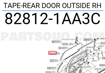Nissan 828121AA3C TAPE-REAR DOOR OUTSIDE RH
