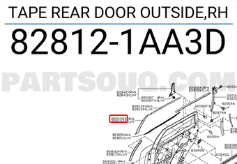 Nissan 828121AA3D TAPE REAR DOOR OUTSIDE,RH