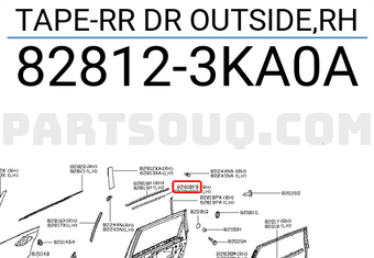 Nissan 828123KA0A TAPE-RR DR OUTSIDE,RH