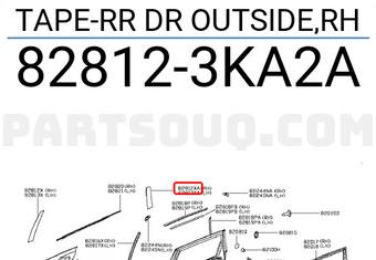 Nissan 828123KA2A TAPE-RR DR OUTSIDE,RH