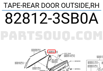 Nissan 828123SB0A TAPE-REAR DOOR OUTSIDE,RH