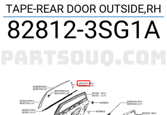 Nissan 828123SG1A TAPE-REAR DOOR OUTSIDE,RH