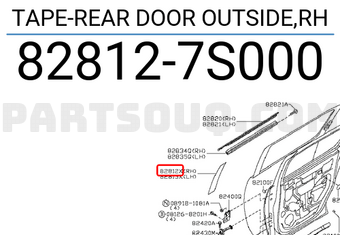 Nissan 828127S000 TAPE-REAR DOOR OUTSIDE,RH