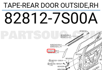 Nissan 828127S00A TAPE-REAR DOOR OUTSIDE,RH