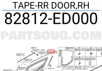 Nissan 82812ED000 TAPE-RR DOOR,RH