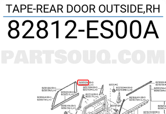 Nissan 82812ES00A TAPE-REAR DOOR OUTSIDE,RH