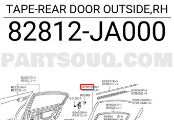 Nissan 82812JA000 TAPE-REAR DOOR OUTSIDE,RH