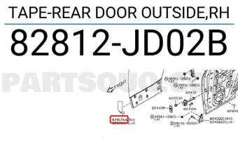 Nissan 82812JD02B TAPE-REAR DOOR OUTSIDE,RH