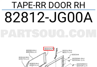 Nissan 82812JG00A TAPE-RR DOOR RH