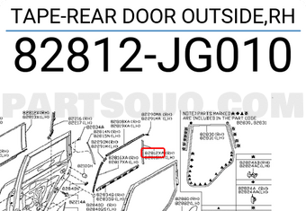 Nissan 82812JG010 TAPE-REAR DOOR OUTSIDE,RH