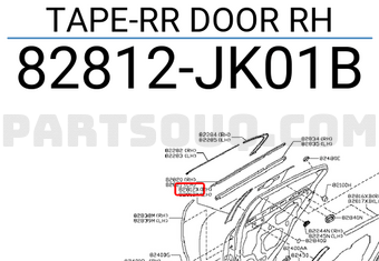 Nissan 82812JK01B TAPE-RR DOOR RH