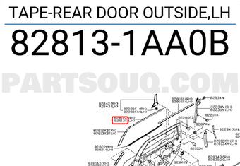 Nissan 828131AA0B TAPE-REAR DOOR OUTSIDE,LH