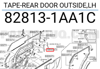 Nissan 828131AA1C TAPE-REAR DOOR OUTSIDE,LH