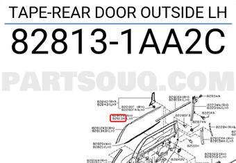 Nissan 828131AA2C TAPE-REAR DOOR OUTSIDE LH
