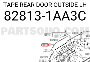 Nissan 828131AA3C TAPE-REAR DOOR OUTSIDE LH