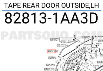 Nissan 828131AA3D TAPE REAR DOOR OUTSIDE,LH
