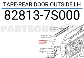 Nissan 828137S000 TAPE-REAR DOOR OUTSIDE,LH