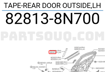 Nissan 828138N700 TAPE-REAR DOOR OUTSIDE,LH