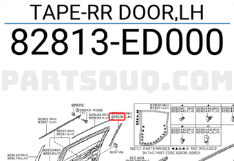 Nissan 82813ED000 TAPE-RR DOOR,LH