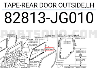 Nissan 82813JG010 TAPE-REAR DOOR OUTSIDE,LH