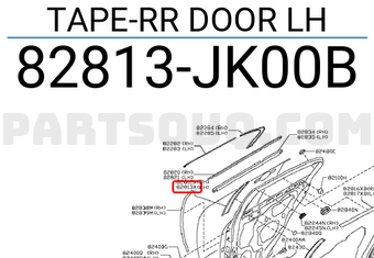 Nissan 82813JK00B TAPE-RR DOOR LH