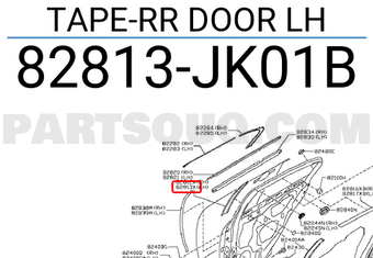 Nissan 82813JK01B TAPE-RR DOOR LH