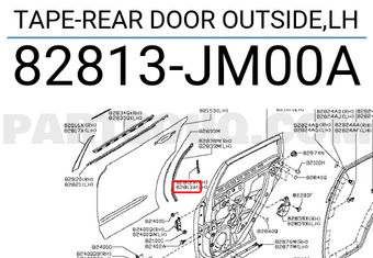 Nissan 82813JM00A TAPE-REAR DOOR OUTSIDE,LH