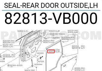 Nissan 82813VB000 SEAL-REAR DOOR OUTSIDE,LH