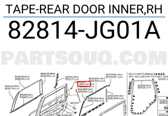 Nissan 82814JG01A TAPE-REAR DOOR INNER,RH
