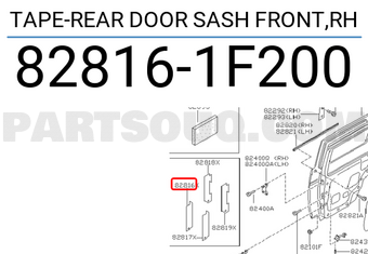 Nissan 828161F200 TAPE-REAR DOOR SASH FRONT,RH